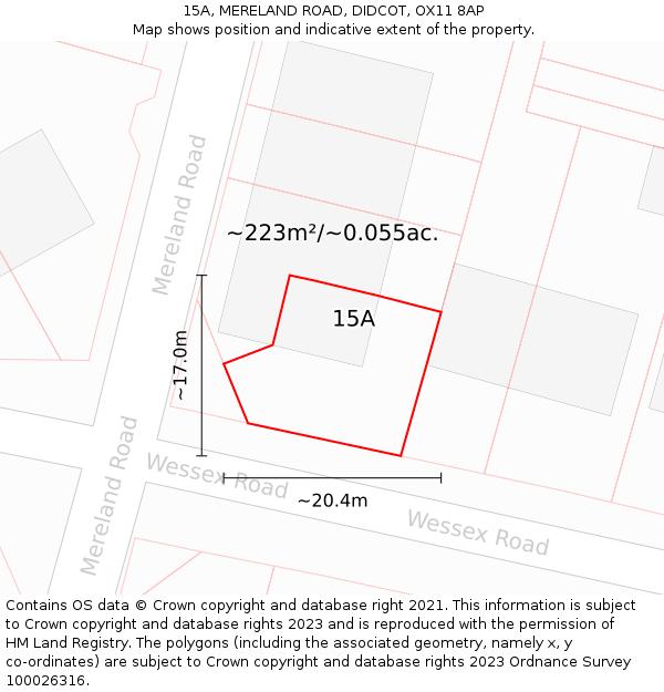 15A, MERELAND ROAD, DIDCOT, OX11 8AP: Plot and title map