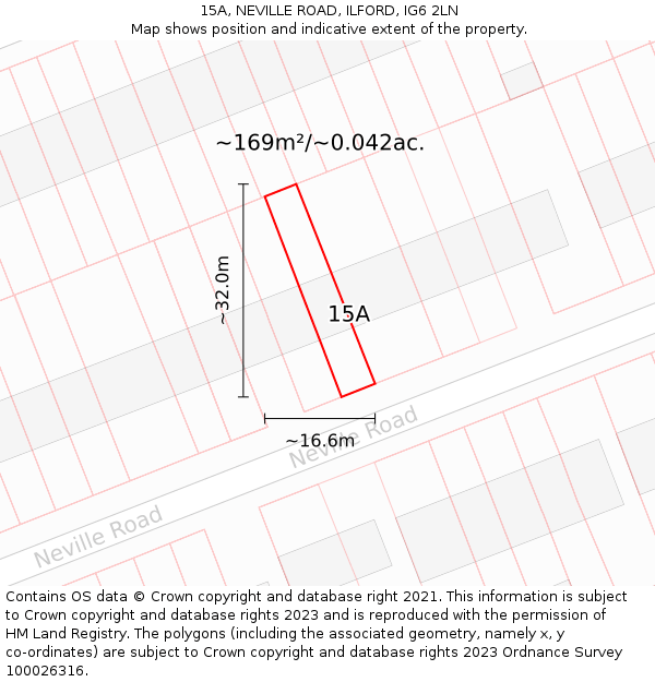 15A, NEVILLE ROAD, ILFORD, IG6 2LN: Plot and title map