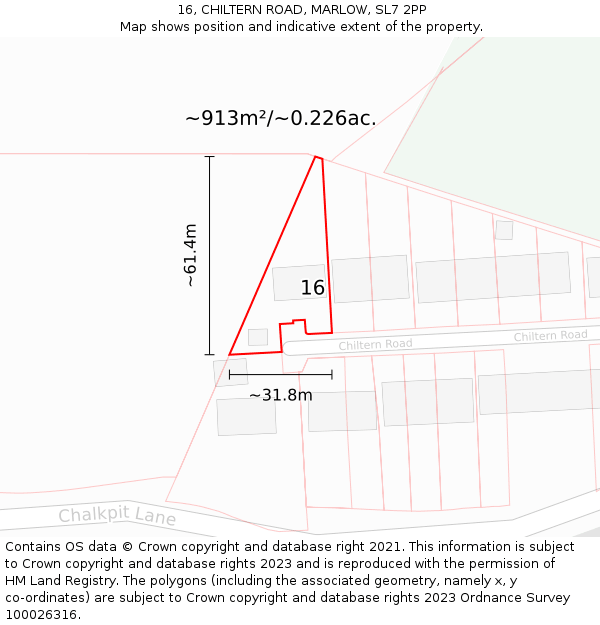 16, CHILTERN ROAD, MARLOW, SL7 2PP: Plot and title map
