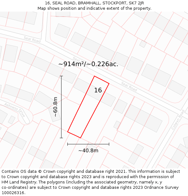 16, SEAL ROAD, BRAMHALL, STOCKPORT, SK7 2JR: Plot and title map