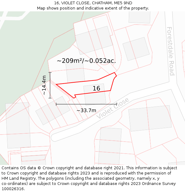 16, VIOLET CLOSE, CHATHAM, ME5 9ND: Plot and title map