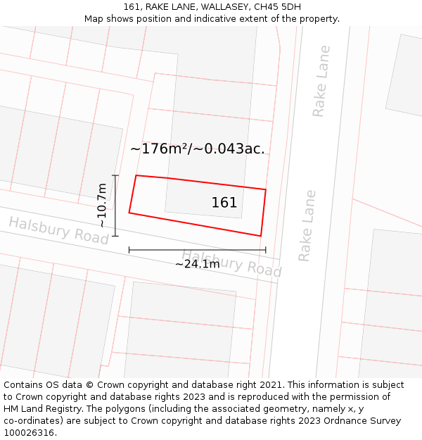 161, RAKE LANE, WALLASEY, CH45 5DH: Plot and title map