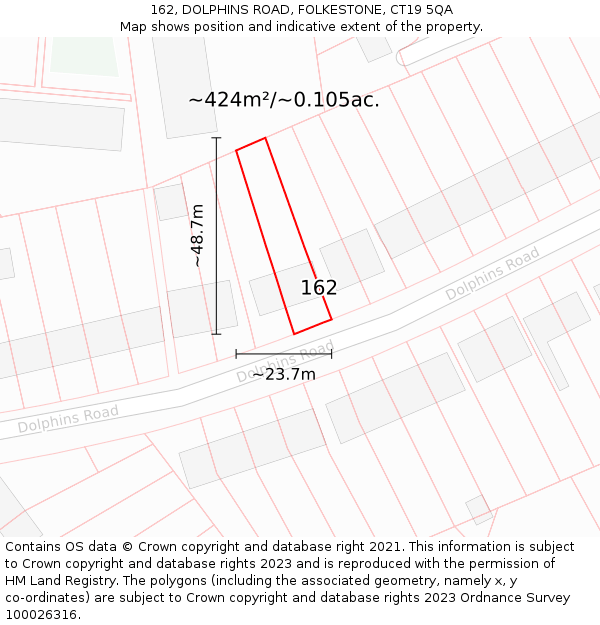 162, DOLPHINS ROAD, FOLKESTONE, CT19 5QA: Plot and title map