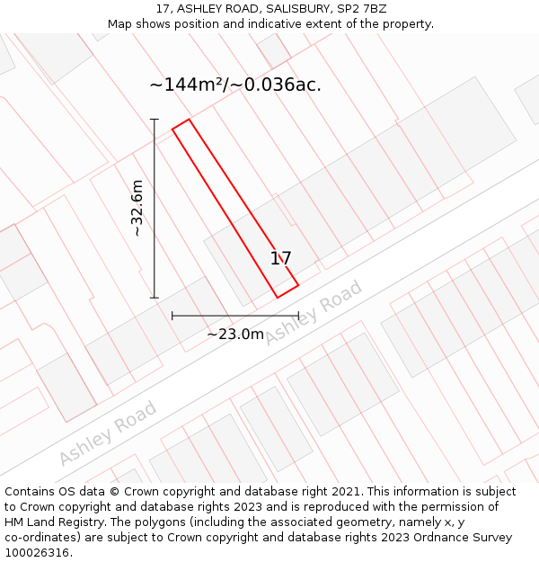 17, ASHLEY ROAD, SALISBURY, SP2 7BZ: Plot and title map