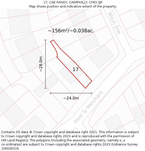 17, CAE PANDY, CAERPHILLY, CF83 3JP: Plot and title map