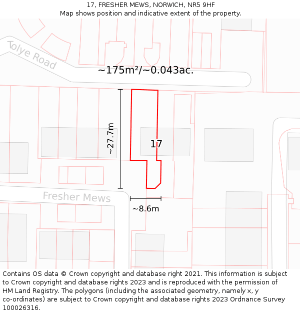 17, FRESHER MEWS, NORWICH, NR5 9HF: Plot and title map