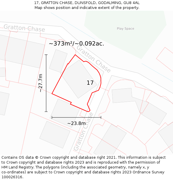 17, GRATTON CHASE, DUNSFOLD, GODALMING, GU8 4AL: Plot and title map