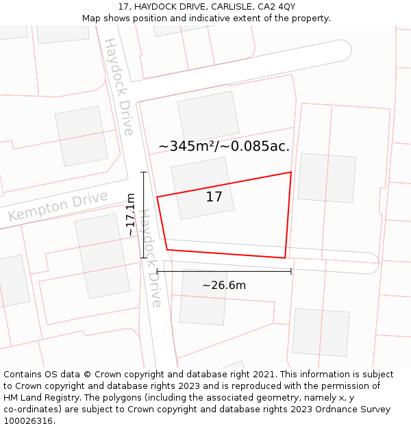 17, HAYDOCK DRIVE, CARLISLE, CA2 4QY: Plot and title map