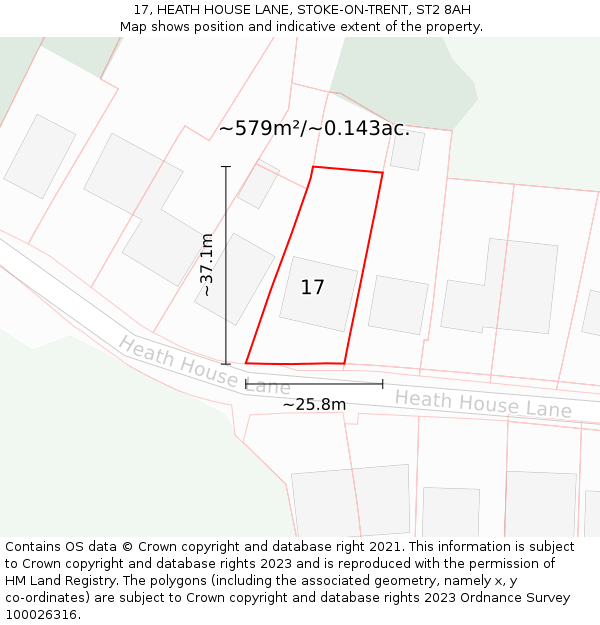 17, HEATH HOUSE LANE, STOKE-ON-TRENT, ST2 8AH: Plot and title map