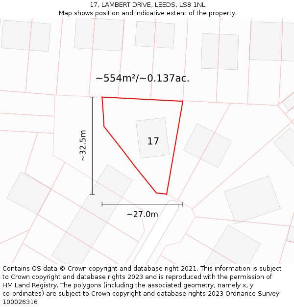 17, LAMBERT DRIVE, LEEDS, LS8 1NL: Plot and title map