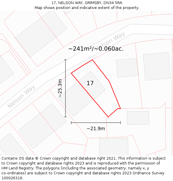 17, NELSON WAY, GRIMSBY, DN34 5RA: Plot and title map