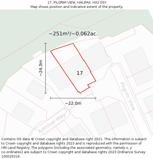 17, PILGRIM VIEW, HALIFAX, HX2 0SY: Plot and title map