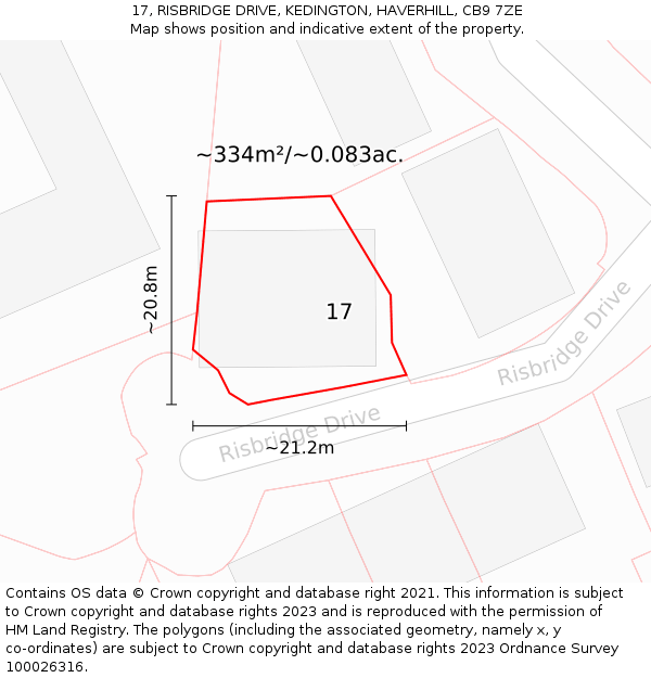 17, RISBRIDGE DRIVE, KEDINGTON, HAVERHILL, CB9 7ZE: Plot and title map