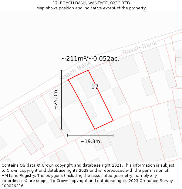 17, ROACH BANK, WANTAGE, OX12 9ZD: Plot and title map