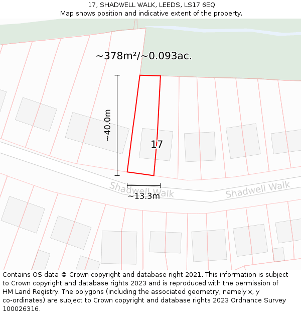 17, SHADWELL WALK, LEEDS, LS17 6EQ: Plot and title map