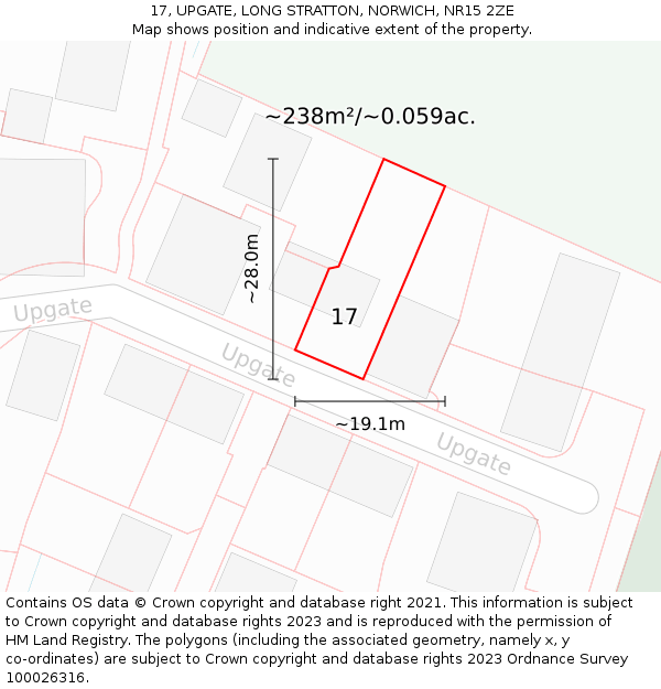 17, UPGATE, LONG STRATTON, NORWICH, NR15 2ZE: Plot and title map