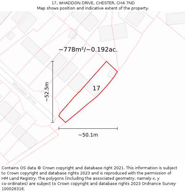 17, WHADDON DRIVE, CHESTER, CH4 7ND: Plot and title map