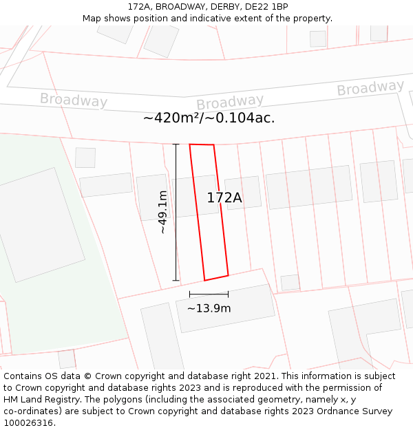 172A, BROADWAY, DERBY, DE22 1BP: Plot and title map