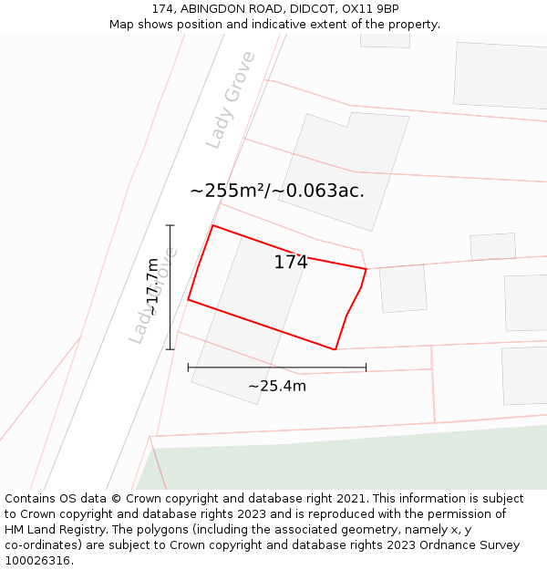 174, ABINGDON ROAD, DIDCOT, OX11 9BP: Plot and title map