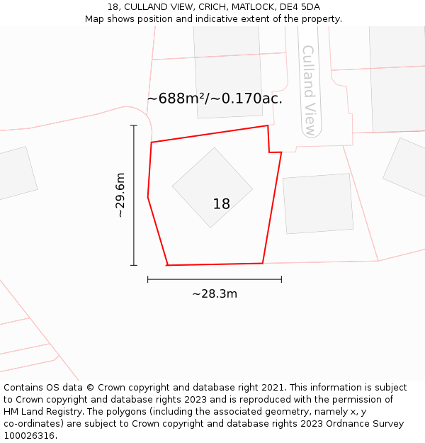 18, CULLAND VIEW, CRICH, MATLOCK, DE4 5DA: Plot and title map