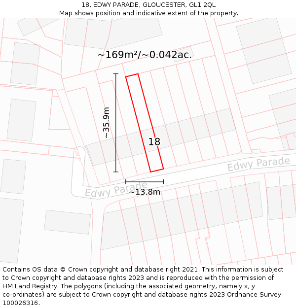 18, EDWY PARADE, GLOUCESTER, GL1 2QL: Plot and title map