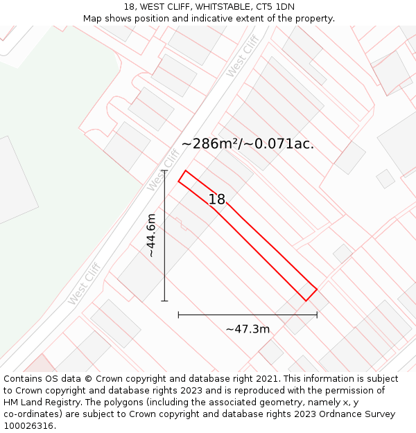 18, WEST CLIFF, WHITSTABLE, CT5 1DN: Plot and title map
