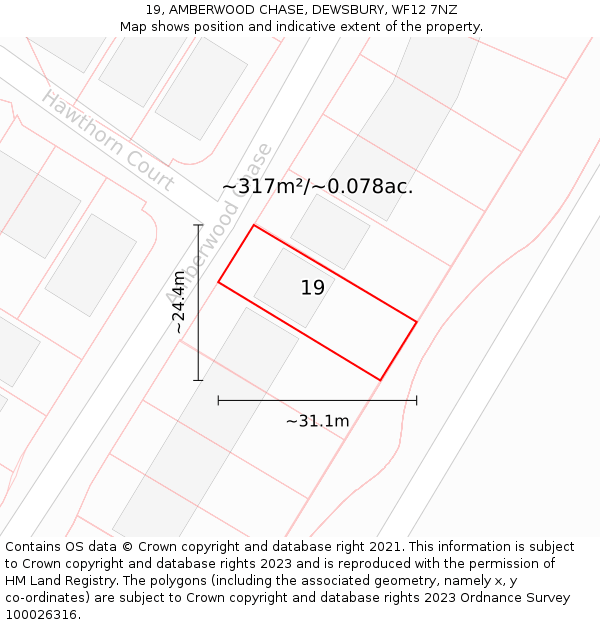 19, AMBERWOOD CHASE, DEWSBURY, WF12 7NZ: Plot and title map