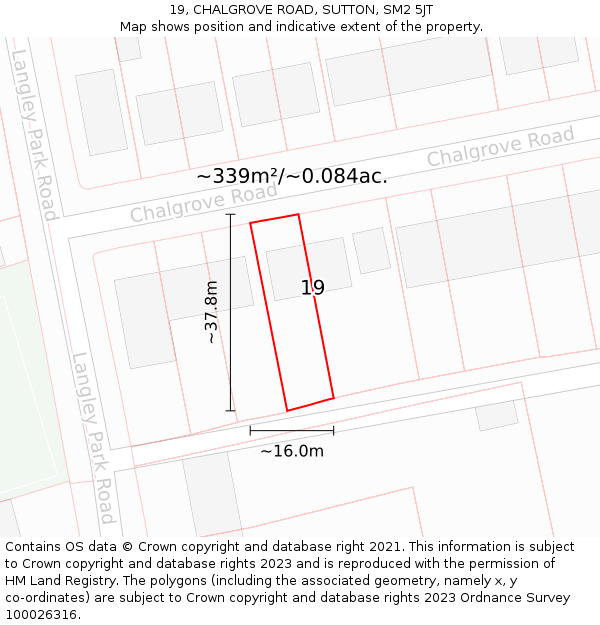 19, CHALGROVE ROAD, SUTTON, SM2 5JT: Plot and title map