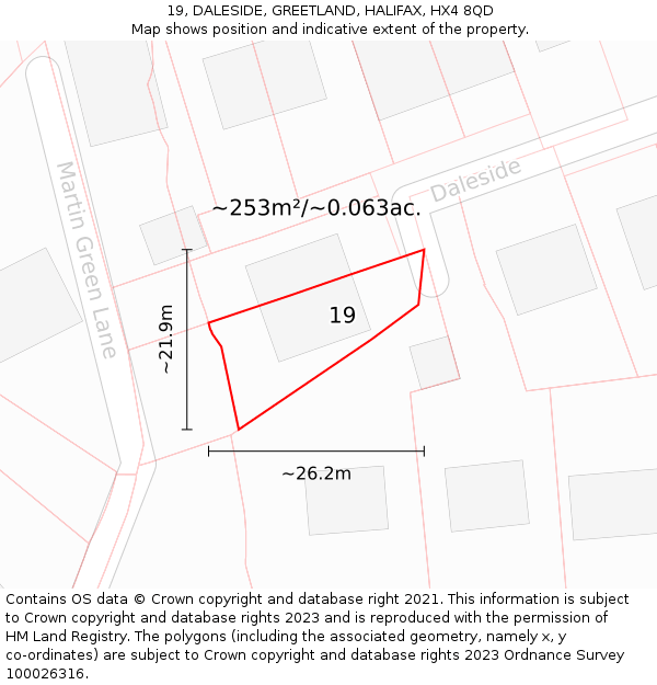 19, DALESIDE, GREETLAND, HALIFAX, HX4 8QD: Plot and title map