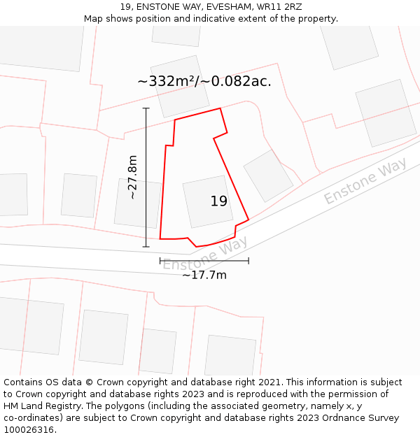 19, ENSTONE WAY, EVESHAM, WR11 2RZ: Plot and title map