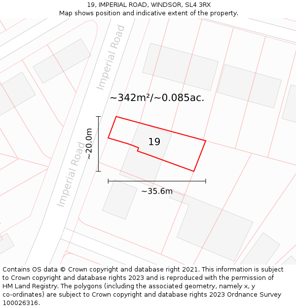 19, IMPERIAL ROAD, WINDSOR, SL4 3RX: Plot and title map