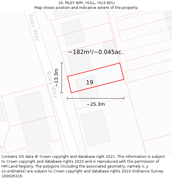 19, RILEY WAY, HULL, HU3 6DU: Plot and title map