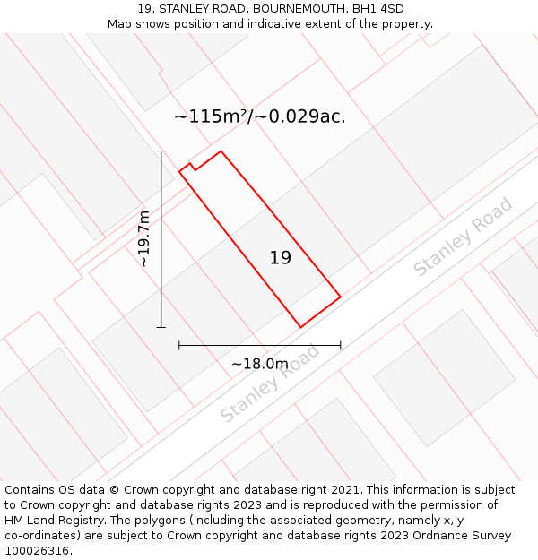 19, STANLEY ROAD, BOURNEMOUTH, BH1 4SD: Plot and title map