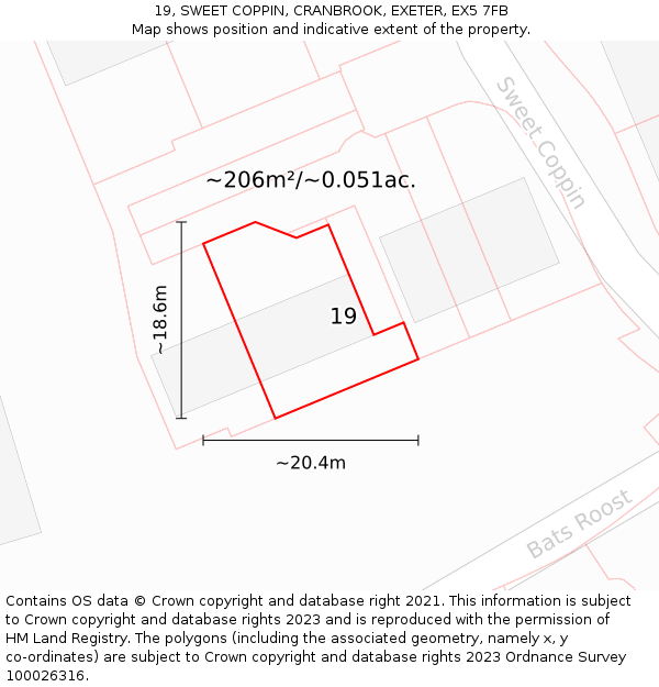 19, SWEET COPPIN, CRANBROOK, EXETER, EX5 7FB: Plot and title map