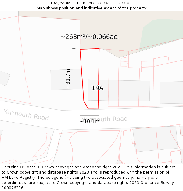 19A, YARMOUTH ROAD, NORWICH, NR7 0EE: Plot and title map