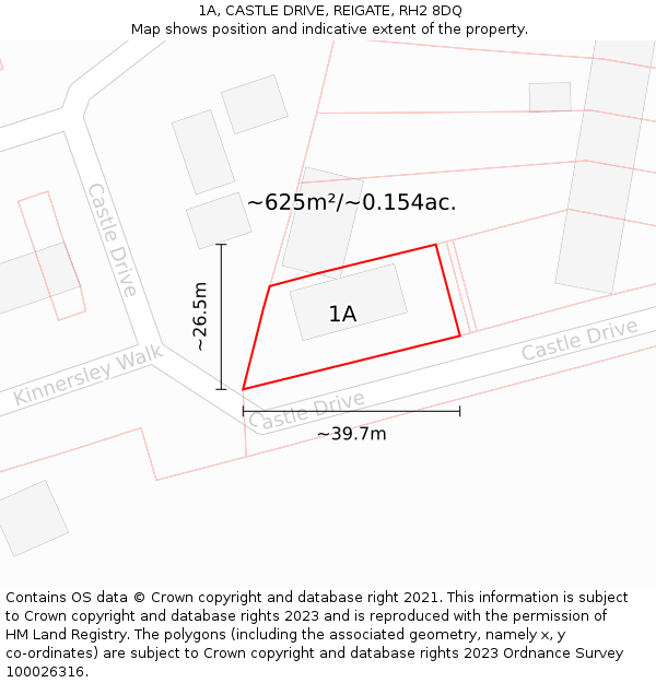 1A, CASTLE DRIVE, REIGATE, RH2 8DQ: Plot and title map