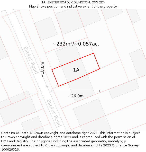 1A, EXETER ROAD, KIDLINGTON, OX5 2DY: Plot and title map
