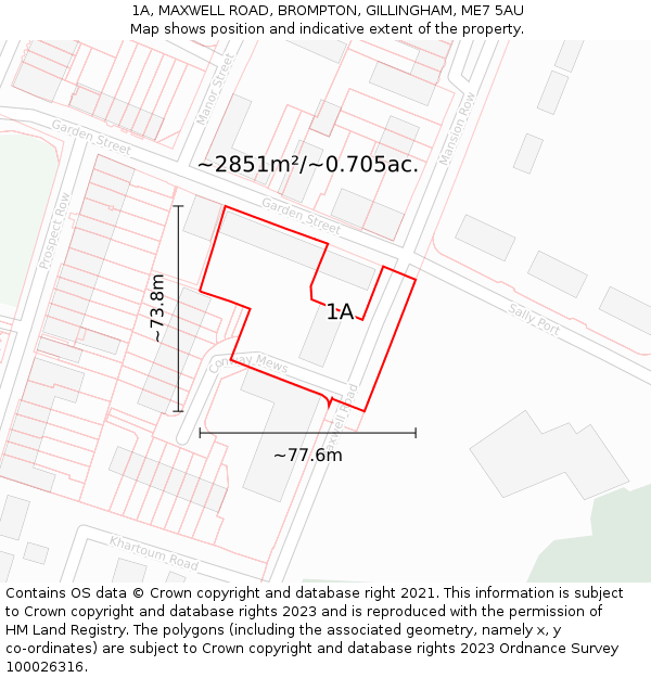 1A, MAXWELL ROAD, BROMPTON, GILLINGHAM, ME7 5AU: Plot and title map