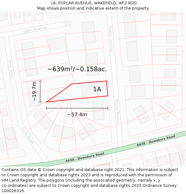 1A, POPLAR AVENUE, WAKEFIELD, WF2 9DG: Plot and title map