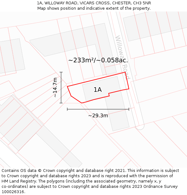 1A, WILLOWAY ROAD, VICARS CROSS, CHESTER, CH3 5NR: Plot and title map