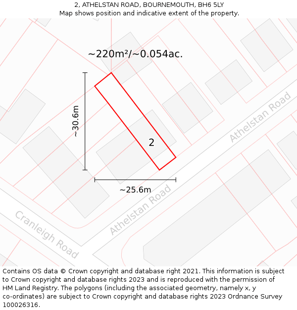 2, ATHELSTAN ROAD, BOURNEMOUTH, BH6 5LY: Plot and title map