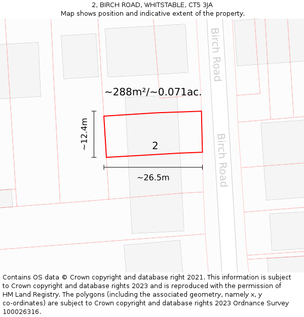 2, BIRCH ROAD, WHITSTABLE, CT5 3JA: Plot and title map