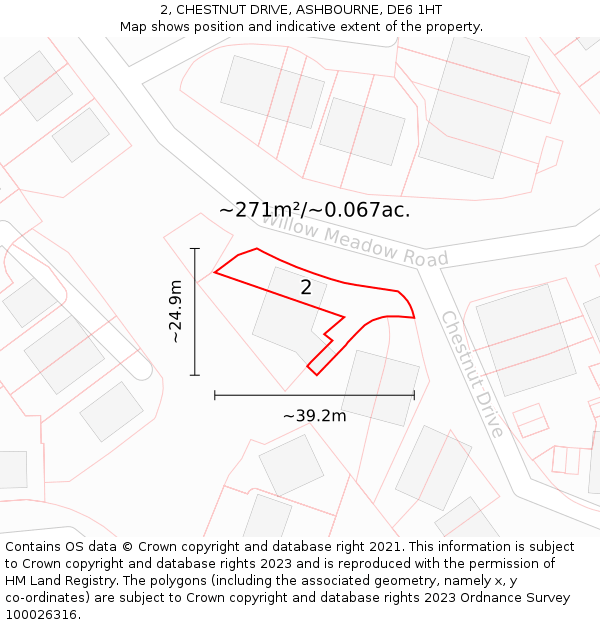 2, CHESTNUT DRIVE, ASHBOURNE, DE6 1HT: Plot and title map
