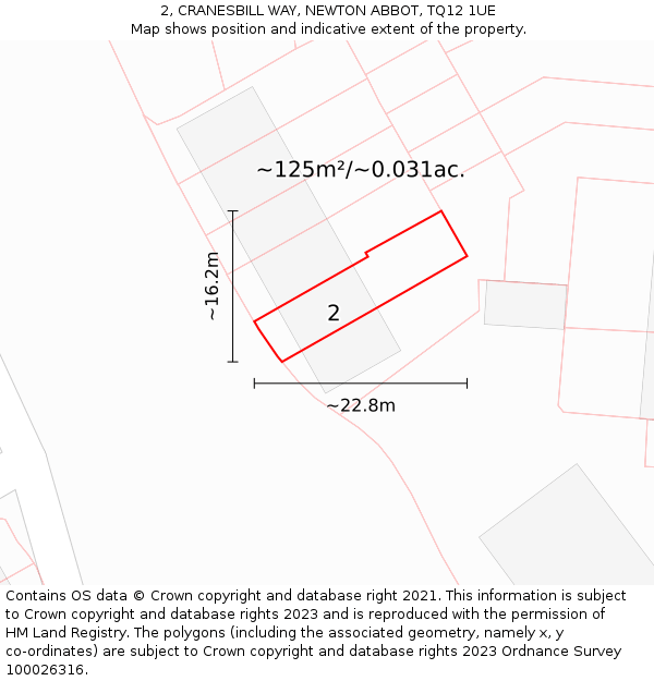 2, CRANESBILL WAY, NEWTON ABBOT, TQ12 1UE: Plot and title map