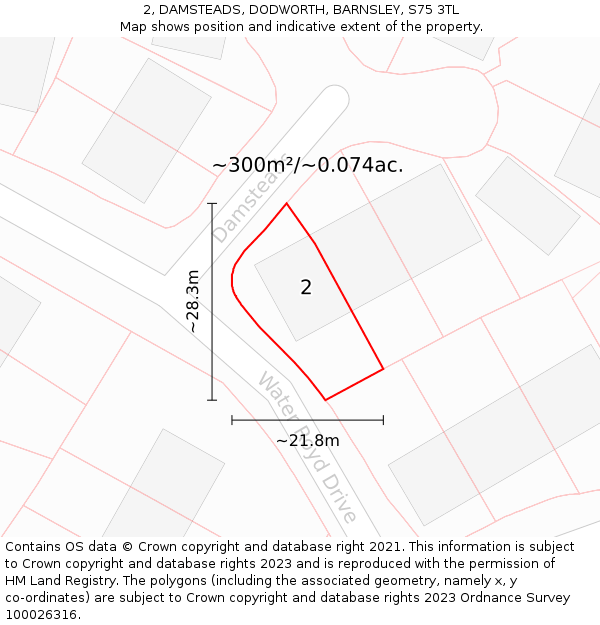 2, DAMSTEADS, DODWORTH, BARNSLEY, S75 3TL: Plot and title map