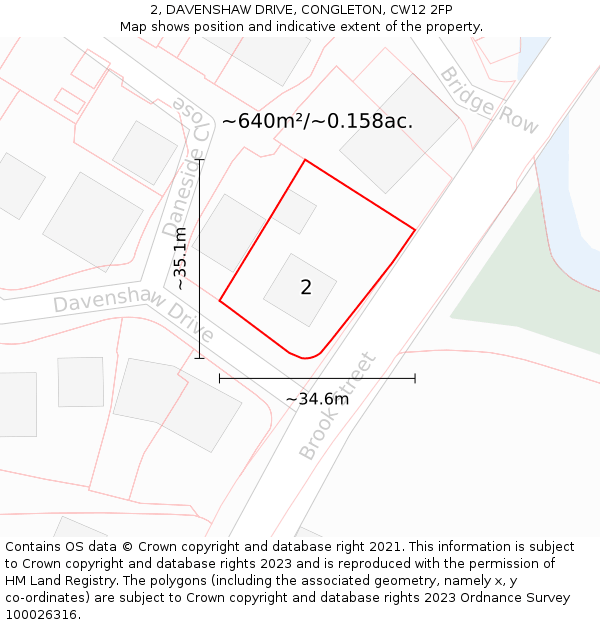 2, DAVENSHAW DRIVE, CONGLETON, CW12 2FP: Plot and title map