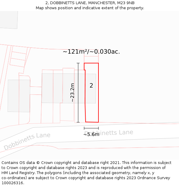 2, DOBBINETTS LANE, MANCHESTER, M23 9NB: Plot and title map