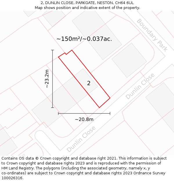 2, DUNLIN CLOSE, PARKGATE, NESTON, CH64 6UL: Plot and title map