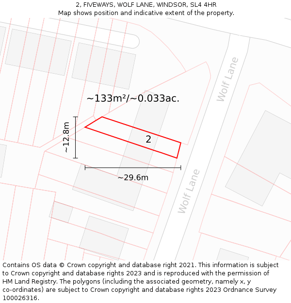 2, FIVEWAYS, WOLF LANE, WINDSOR, SL4 4HR: Plot and title map