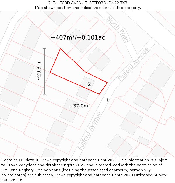 2, FULFORD AVENUE, RETFORD, DN22 7XR: Plot and title map